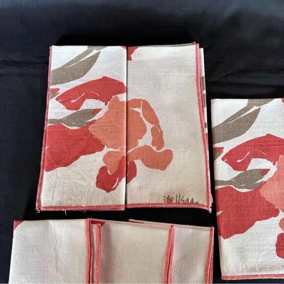 Vintage 70s Vera Neumann Floral Print Cloth Napkins Set of 6 - Picture 3 of 8